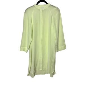 Soft Surroundings Mock Neck Tunic Button Up Women's Medium Sheer Silk, yellow